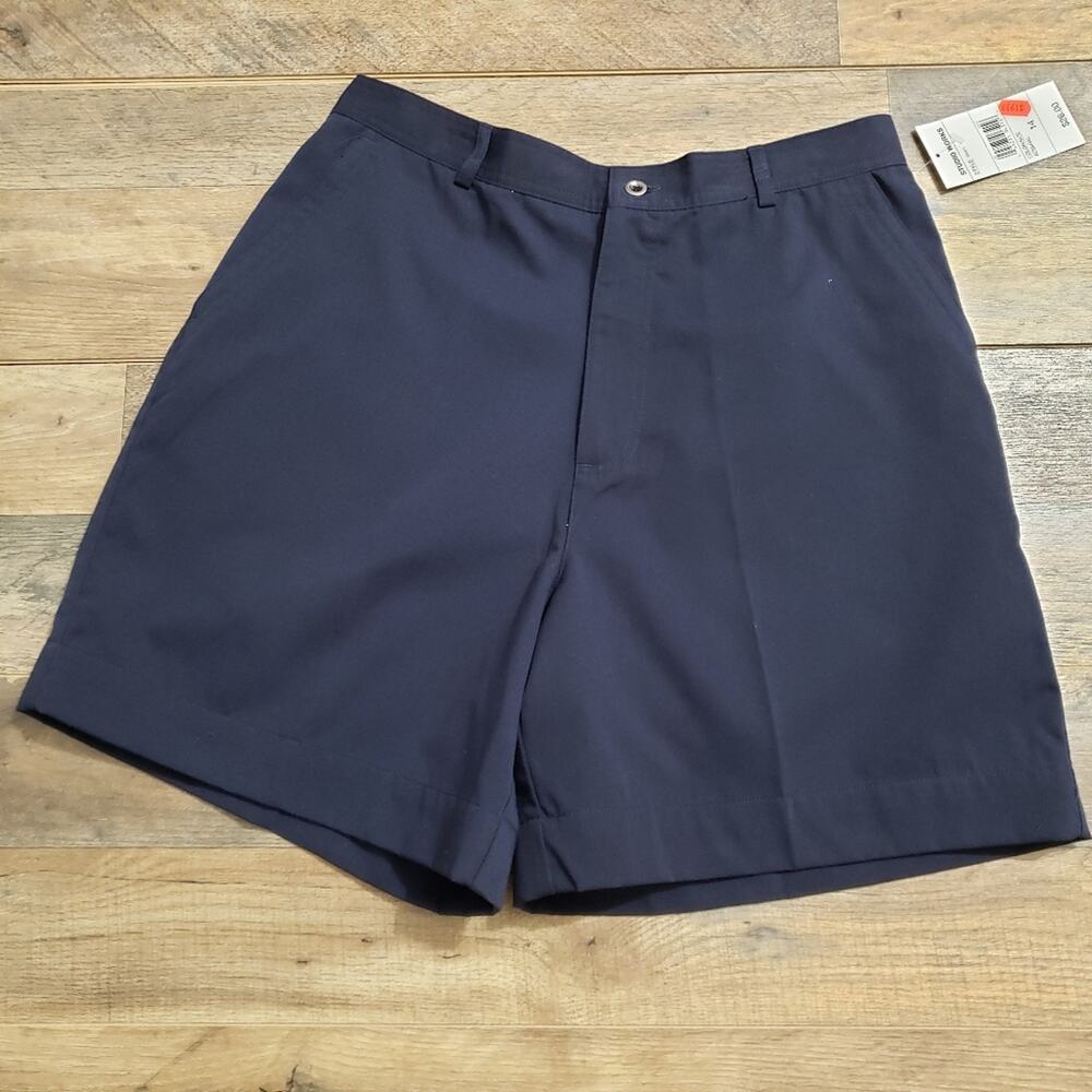 High‎ Rise Chino Navy Blue Mom Shorts by Studio Works Plus Size 14